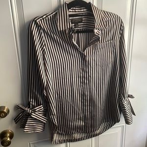 Silky black and silver stripes shirt